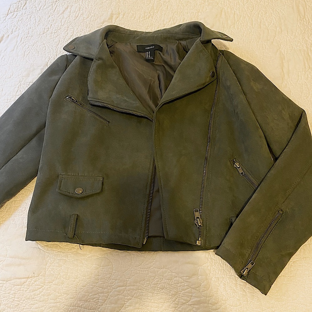 Forever 21 Sage Green Faux Suede Jacket